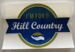 Product Description: Show your support for the wild spaces,spring-fed streams, heritage ranch lands, and spectacular beauty and culture of the Texas Hill Country with a sticker!</br> I'm for the Hill Country Decal - Blue